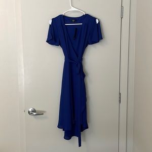 NWT LuLu's Rise to the Occasion Royal Blue Midi Wrap Dress Size Extra Small